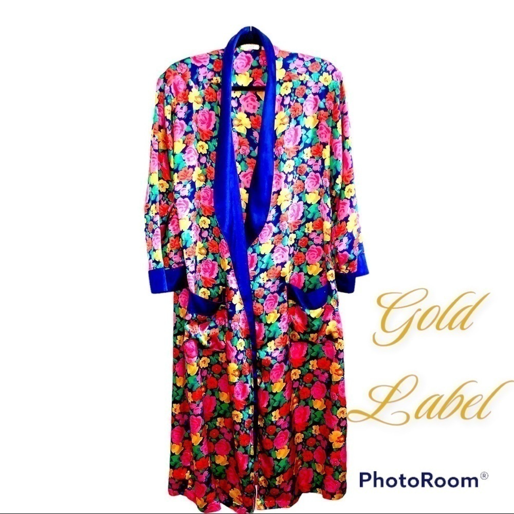 Victoria's Secret Gold Label Vintage Floral Satin Robe - Picture 2 of 3